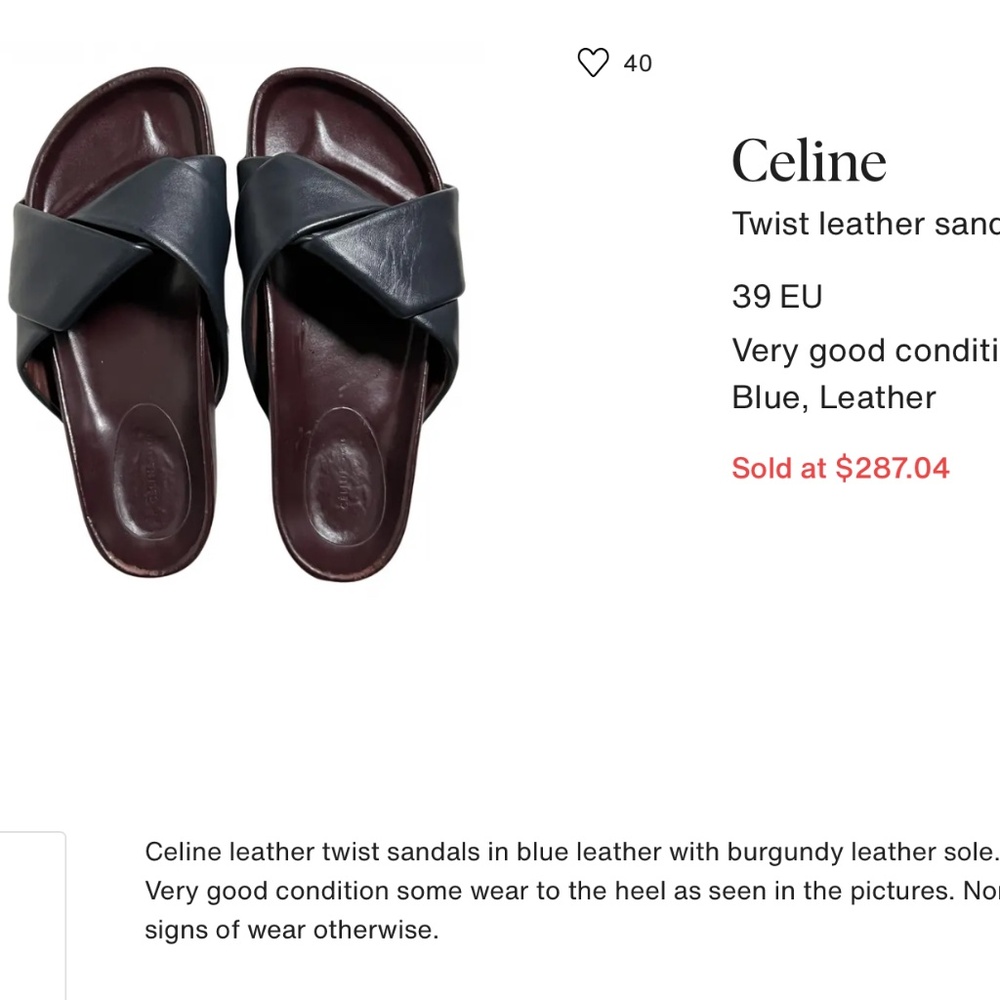 CELINE Twist Leather Mules | Slide Sandals | Black | 38 / 8.5 - Picture 1 of 10